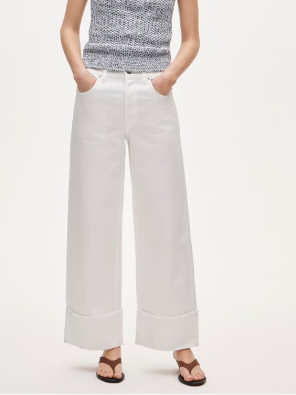 J crew white denim Everyday wide-leg cuffed ankle jean in rigid